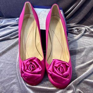 Kate Spade Satin Fuschia Flower Heels